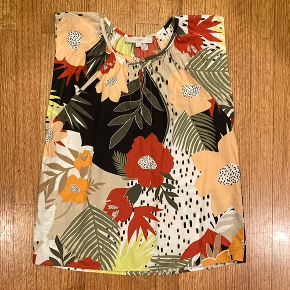 LOFT Women's Floral Sleeveless Top - Multicolor Size SP - Picture 1 of 8